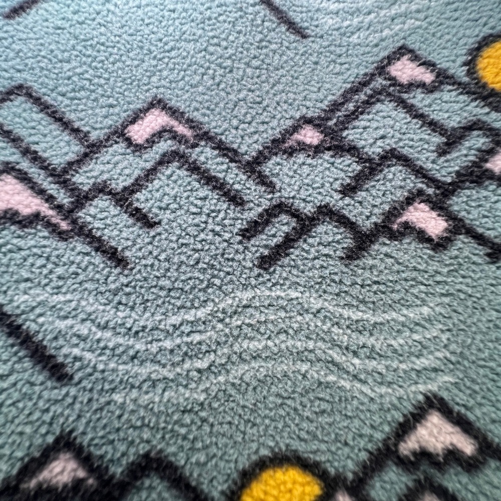 LL Bean Kids Fleece Pullover Mountain Print Blue Teal Size M 10-12 Winter Ski - Picture 2 of 10